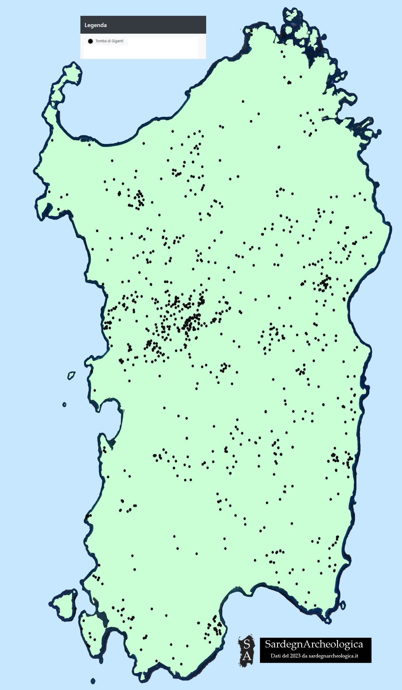 Distribuzione Delle Tombe Dei Giganti Nella Sardegna